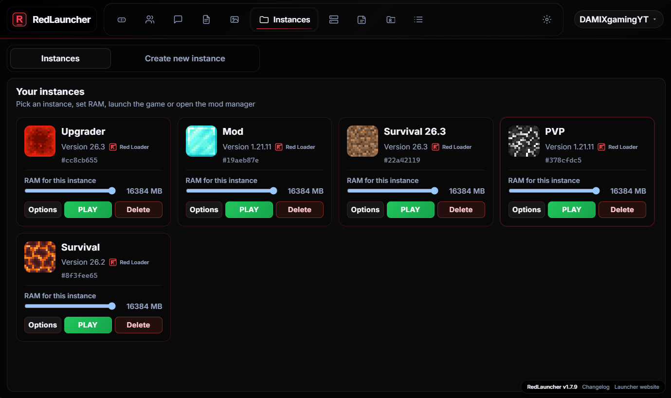 RedLauncher, Instances